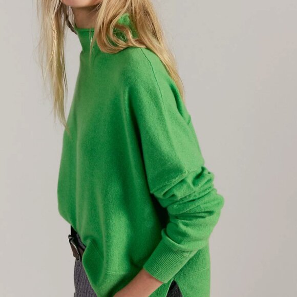 Free People Ambrose Cashmere Turtleneck Sweater - Lime Green, Size XL - Picture 5 of 7
